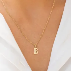 bokstav b zirkon hängen i 9 karat guld - My Letter