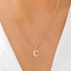 bokstav c zirkon hängen i 9 karat guld - My Letter