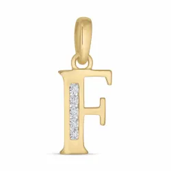 bokstav f zirkon hängen i 9 karat guld - My Letter