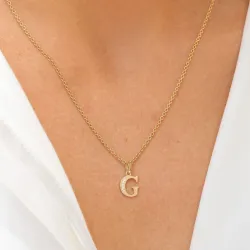 bokstav g zirkon hängen i 9 karat guld - My Letter