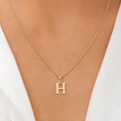 bokstav h zirkon hängen i 9 karat guld - My Letter