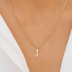 bokstav j zirkon hängen i 9 karat guld - My Letter