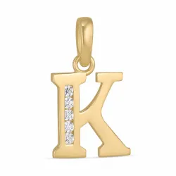 bokstav k zirkon hängen i 9 karat guld - My Letter