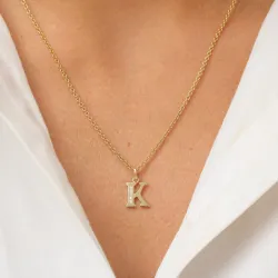 bokstav k zirkon hängen i 9 karat guld - My Letter