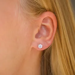 runda örhängestift i 9 karat guld med zirkon - Gold Collection