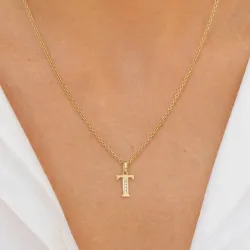 bokstav t zirkon hängen i 9 karat guld - My Letter