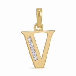 bokstav v zirkon hängen i 9 karat guld - My Letter