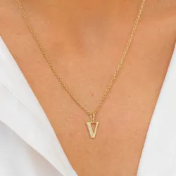 bokstav v zirkon hängen i 9 karat guld - My Letter