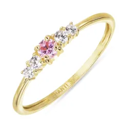smal rosa zirkon ring i 9 karat guld - Gold Collection