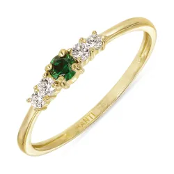 smal grön zirkon ring i 9 karat guld - Gold Collection