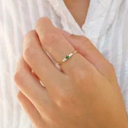 smal grön zirkon ring i 9 karat guld - Gold Collection