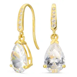 droppformad örhängen i 9 karat guld med zirkon - Gold Collection