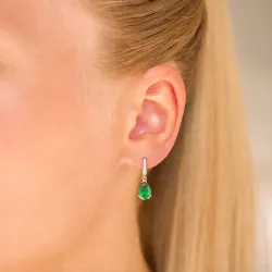 droppformad örhängen i 9 karat guld med smaragd och zirkon - Gold Collection