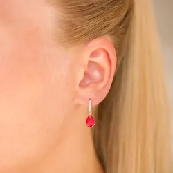 droppformad örhängen i 9 karat guld med rubin och zirkon - Gold Collection