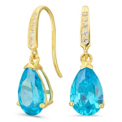 droppformad örhängen i 9 karat guld med topas och zirkon - Gold Collection