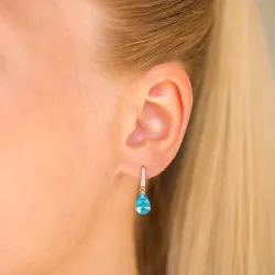 droppformad örhängen i 9 karat guld med topas och zirkon - Gold Collection