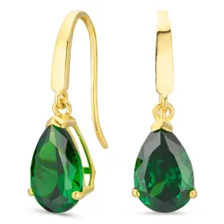 droppformad örhängen i 9 karat guld med smaragd och zirkon - Gold Collection