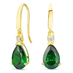 droppformad örhängen i 9 karat guld med smaragd och zirkon - Gold Collection