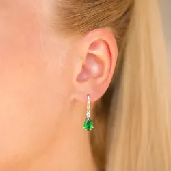 droppformad örhängen i 9 karat guld med smaragd och zirkon - Gold Collection