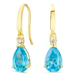 droppformad örhängen i 9 karat guld med topas och zirkon - Gold Collection