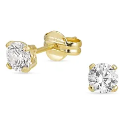 4,5 mm runda örhängestift i 9 karat guld med zirkon - Gold Collection