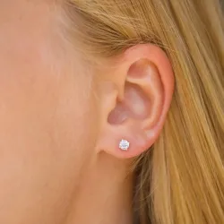 4,5 mm runda örhängestift i 9 karat guld med zirkon - Gold Collection