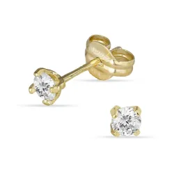 3,5 mm örhängestift i 9 karat guld med zirkon - Gold Collection