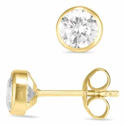 5 mm runda örhängestift i 9 karat guld med zirkon - Gold Collection