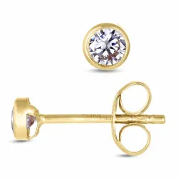 3 mm runda örhängestift i 9 karat guld med zirkon - Gold Collection