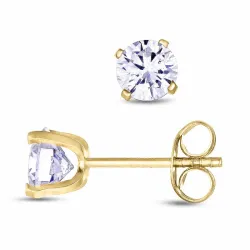 5,5 mm runda örhängestift i 9 karat guld med zirkon - Gold Collection
