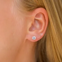 5,5 mm runda örhängestift i 9 karat guld med zirkon - Gold Collection