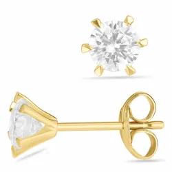 5,5 mm runda örhängestift i 9 karat guld med zirkon - Gold Collection