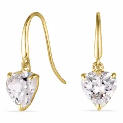 hjärta örhängen i 9 karat guld med zirkon - Gold Collection