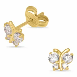 fjärilar örhängen i 9 karat guld med zirkon - Gold Collection