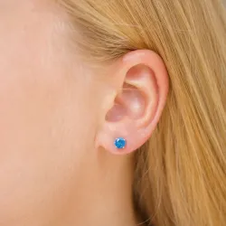 runda örhängestift i 9 karat guld med zirkon - Gold Collection