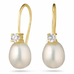 långa örhängen i 9 karat guld med zirkon - Gold Collection