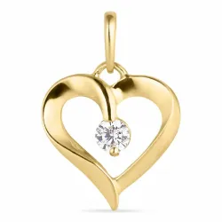 hjärta zirkon hängen i 9 karat guld