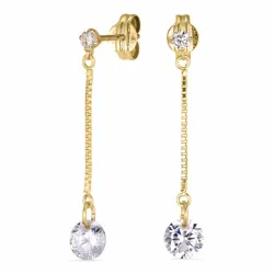 långa kedja örhängen i 8 karat guld med zirkon - Gold Collection