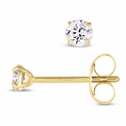 3 mm örhängestift i 9 karat guld med zirkon - Gold Collection