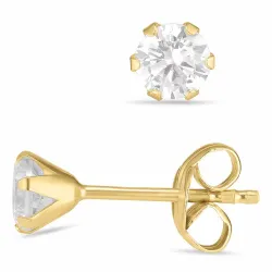4 mm örhängestift i 9 karat guld med zirkon - Gold Collection