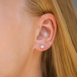 1/2 par 4 mm örhängestift i 9 karat guld med zirkon - Gold Collection