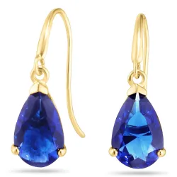 droppe blå örhängen i 9 karat guld med syntetisk safir - Gold Collection