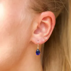 droppe blå örhängen i 9 karat guld med syntetisk safir - Gold Collection