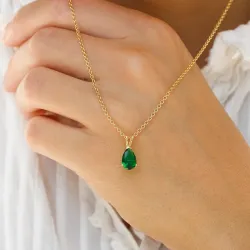 droppe grön hängen i 9 karat guld - Gold Collection