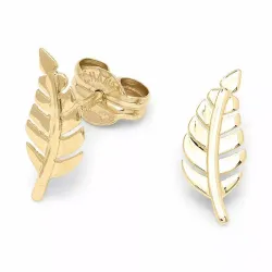 blad örhängestift i 9 karat guld - Gold Collection