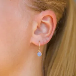 12,5 mm blå creol i 9 karat guld med syntetisk calcedonit - Gold Collection