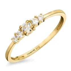 smal vit zirkon ring i 9 karat guld