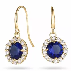 långa blå örhängen i 9 karat guld med zirkon och zirkon - Gold Collection