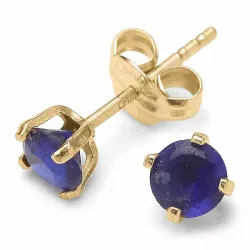 runda örhängestift i 9 karat guld med zirkon - Gold Collection