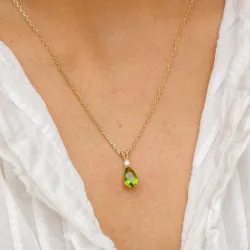 droppe grön hängen i 9 karat guld - Gold Collection